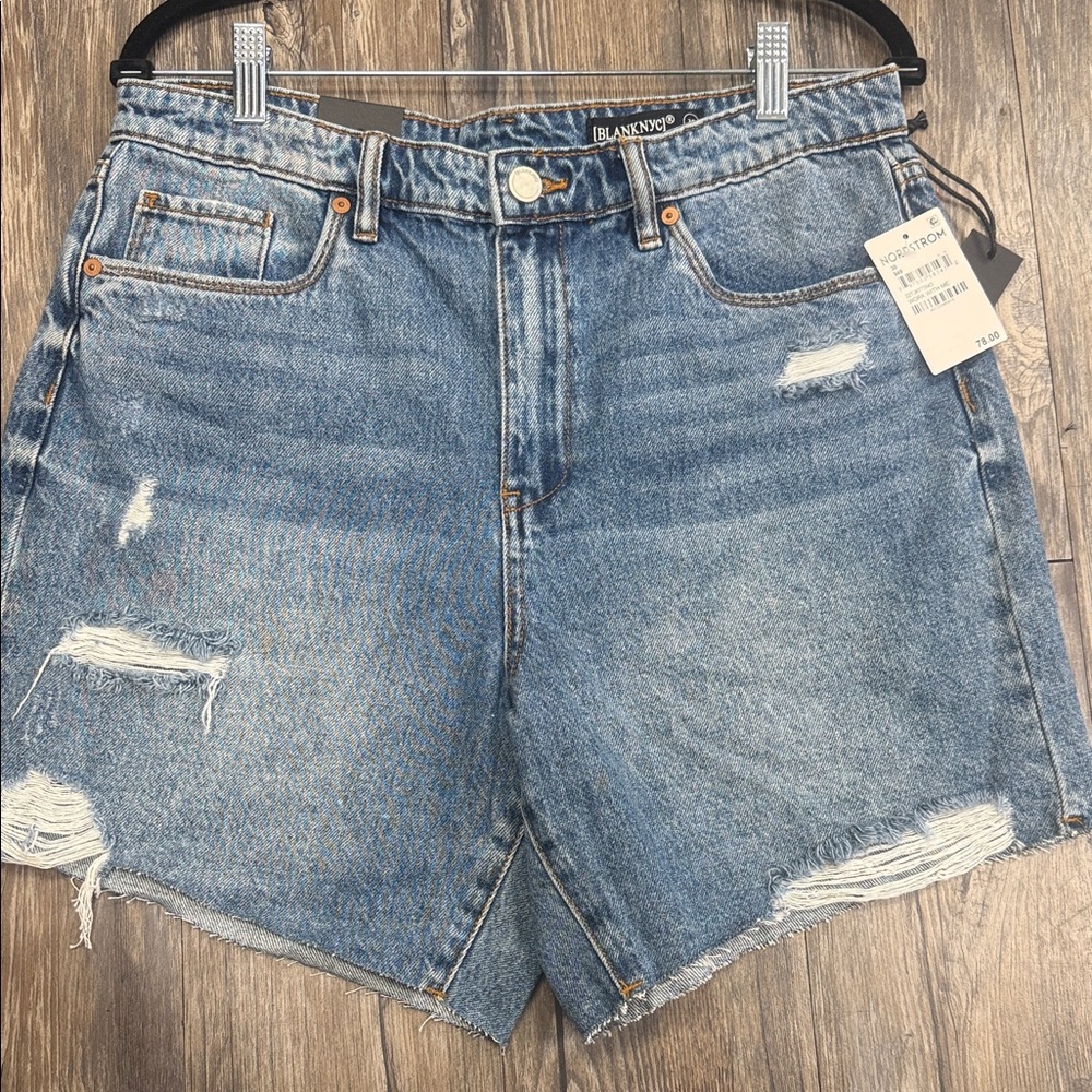 Blank NYC Distressed Blue Jean Shorts